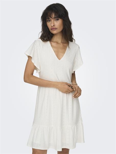 ONLSANDRA S/S V-NECK DRESS JRS NOOS cloud dancer