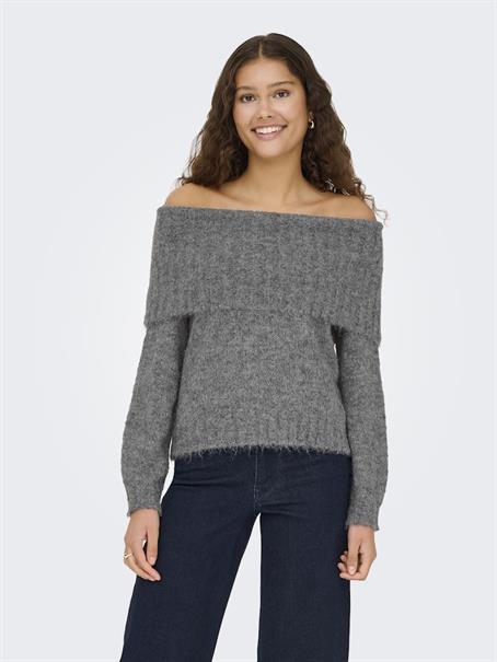ONLSHINE LS OFF SHOULDER CC KNT medium grey melange