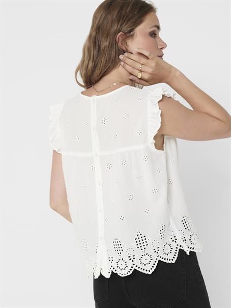 ONLSILLA LIFE S/L FRILL TOP WVN NOOS cloud dancer