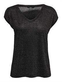ONLSILVERY S/S V NECK LUREX TOP JRS NOOS black1