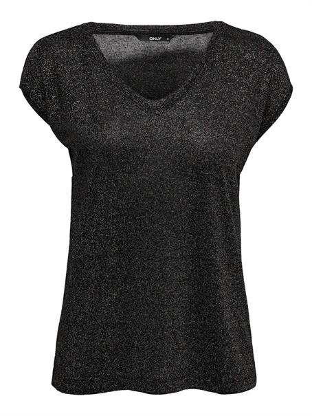 ONLSILVERY S/S V NECK LUREX TOP JRS NOOS black1