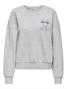 ONLSMILEY L/S O-NECK BOX SWT light grey melange