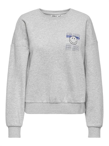 ONLSMILEY L/S O-NECK BOX SWT light grey melange