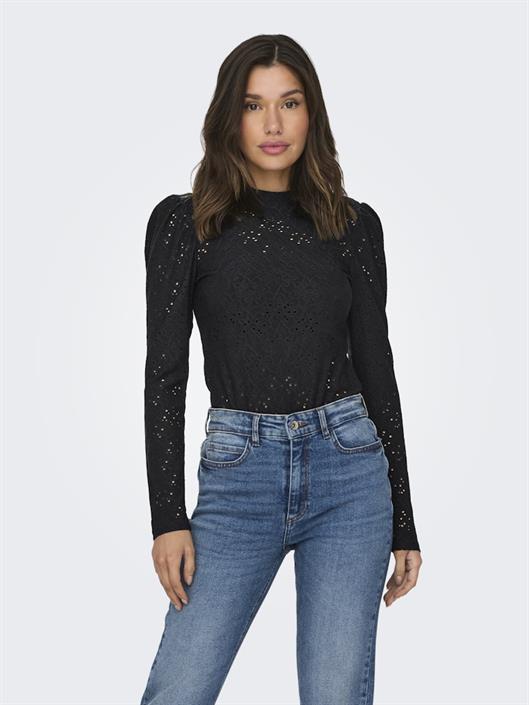 onlsmilla-life-l-s-puff-top-jrs-black