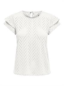 ONLSMILLA S/S O-NECK FRILL TOP JRS cloud dancer