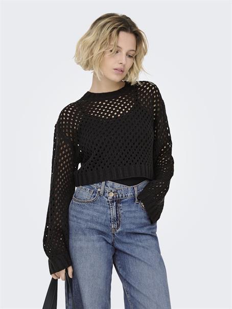 ONLSMILLA SHORT PULLOVER L/S KNT NOOS black