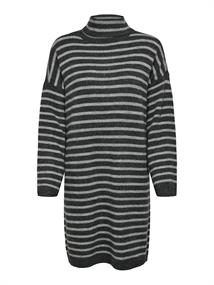ONLTALIO LS STRIPE ROLLNECK DRESS BF KNT dark grey melange