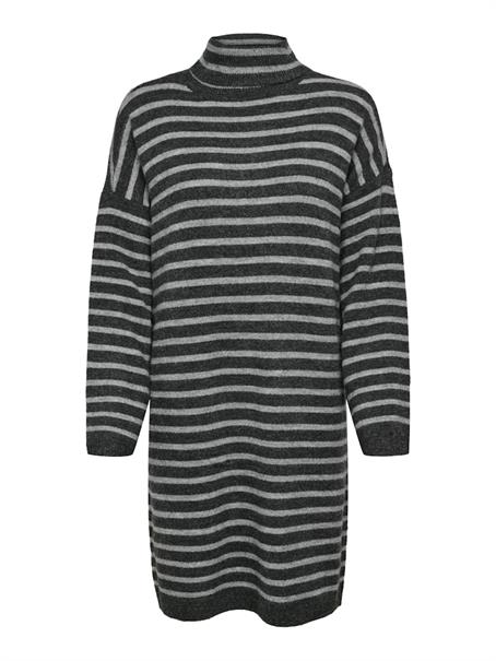 ONLTALIO LS STRIPE ROLLNECK DRESS BF KNT dark grey melange