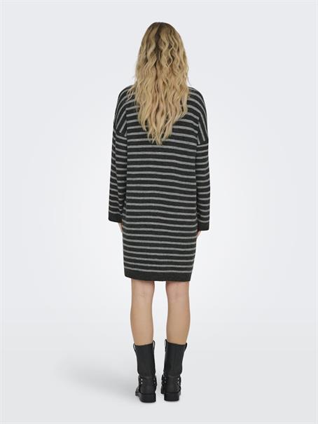 ONLTALIO LS STRIPE ROLLNECK DRESS BF KNT dark grey melange