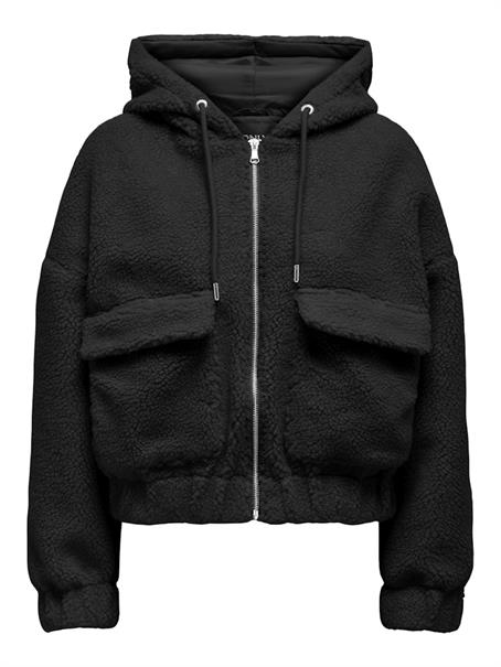 ONLTANJA TEDDY HOOD JACKET OTW NOOS black