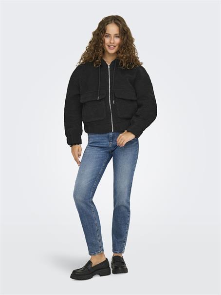ONLTANJA TEDDY HOOD JACKET OTW NOOS black