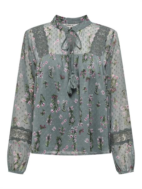 ONLTESSA ELIZA LS TOP WVN balsam green