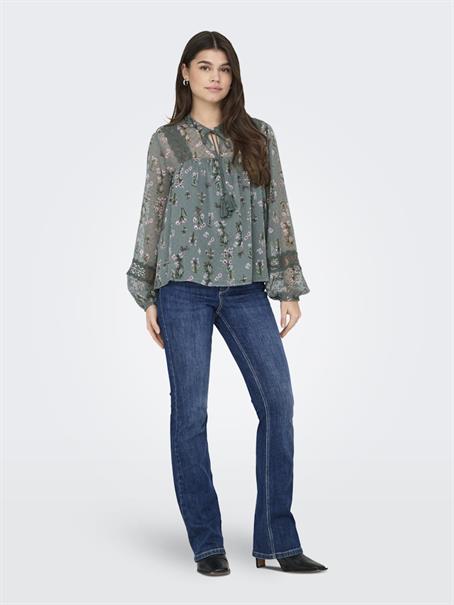 ONLTESSA ELIZA LS TOP WVN balsam green