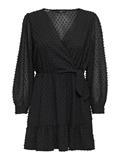 ONLTIVA L/S DOBBY WRAP DRESS NOOS WVN black