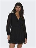 ONLTIVA L/S DOBBY WRAP DRESS NOOS WVN black