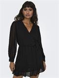 ONLTIVA L/S DOBBY WRAP DRESS NOOS WVN black