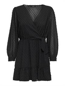 ONLTIVA L/S DOBBY WRAP DRESS NOOS WVN black