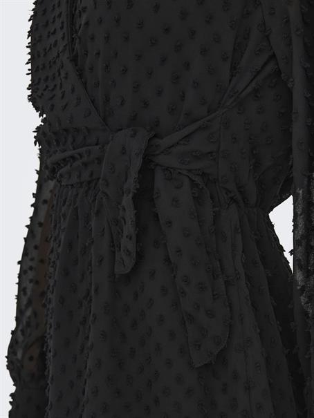ONLTIVA L/S DOBBY WRAP DRESS NOOS WVN black