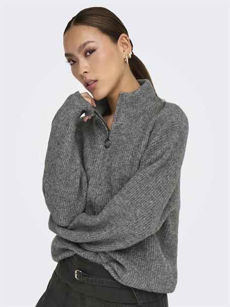 ONLTOKYO L/S ZIP CARDIGAN KNT dark grey melange