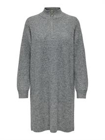 ONLTOKYO L/S ZIP DRESS KNT dark grey melange