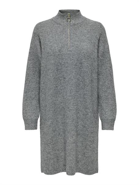 ONLTOKYO L/S ZIP DRESS KNT dark grey melange