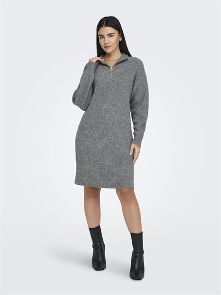 ONLTOKYO L/S ZIP DRESS KNT dark grey melange