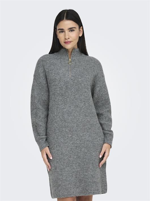 onltokyo-l-s-zip-dress-knt-dark-grey-melange