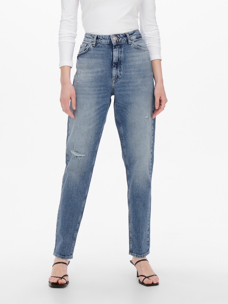 Only Damen Jeans ONLVENEDA HW MOM RIP REP DNM REA931 medium blue 