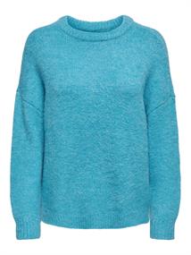 ONLZOEY L/S PULLOVER CS KNT cyan blue-w. melange