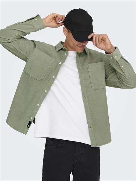 ONSALP 2PKT WASHD CORD LS SHIRT NOOS seagrass