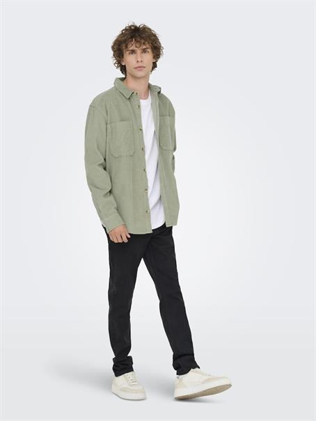 ONSALP 2PKT WASHD CORD LS SHIRT NOOS seagrass