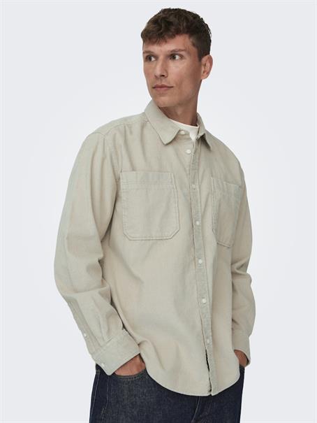 ONSALP 2PKT WASHD CORD LS SHIRT NOOS silver lining