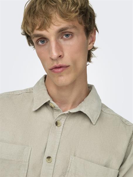 ONSALP 2PKT WASHD CORD LS SHIRT NOOS silver lining