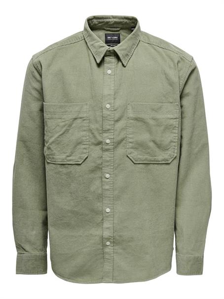 ONSALP 2PKT WASHD CORD LS SHIRT OTL seagrass