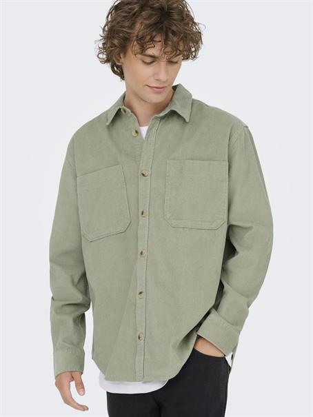 ONSALP 2PKT WASHD CORD LS SHIRT OTL seagrass