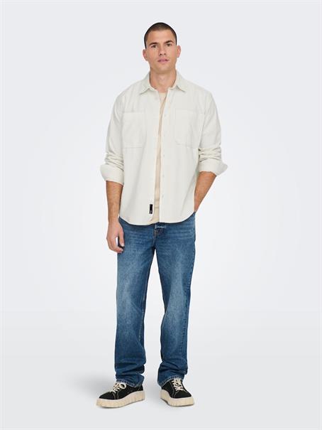 ONSALP RLX 2PKT WASHD CORD LS SHIRT NOOS cloud dancer