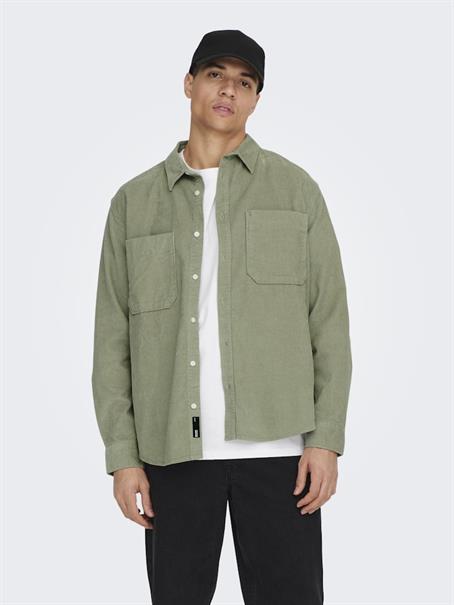 ONSALP RLX 2PKT WASHD CORD LS SHIRT NOOS seagrass