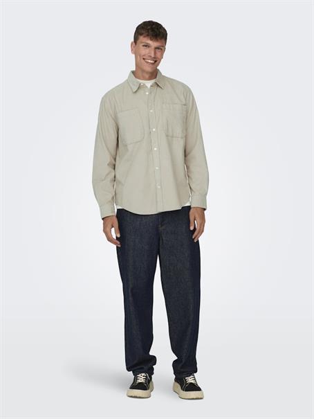 ONSALP RLX 2PKT WASHD CORD LS SHIRT NOOS silver lining