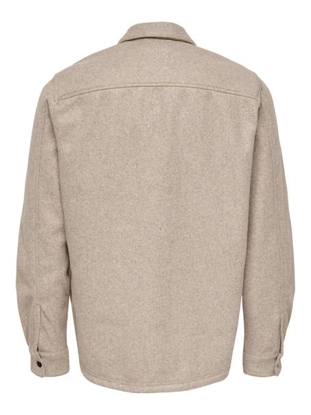 ONSASH OVR WOOLEN LOOK PKT LS SHIRT NOOS chinchilla