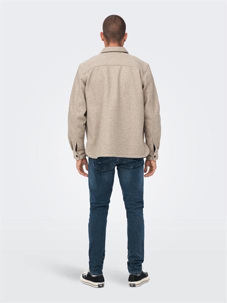 ONSASH OVR WOOLEN LOOK PKT LS SHIRT NOOS chinchilla