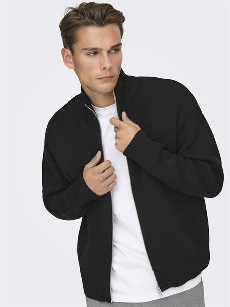 ONSBLAKE DS HIGH NECK CARDIGAN KNIT NOOS black