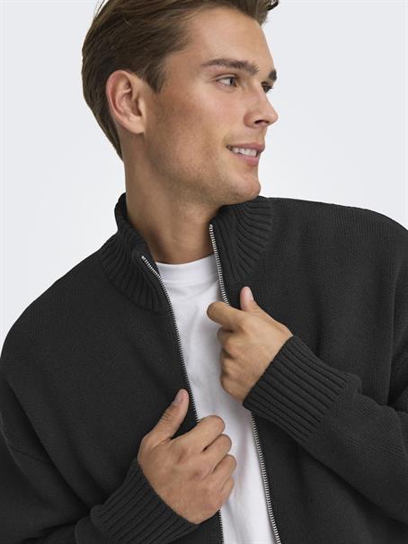 ONSBLAKE DS HIGH NECK CARDIGAN KNIT NOOS black