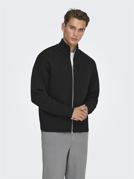 ONSBLAKE DS HIGH NECK CARDIGAN KNIT NOOS black