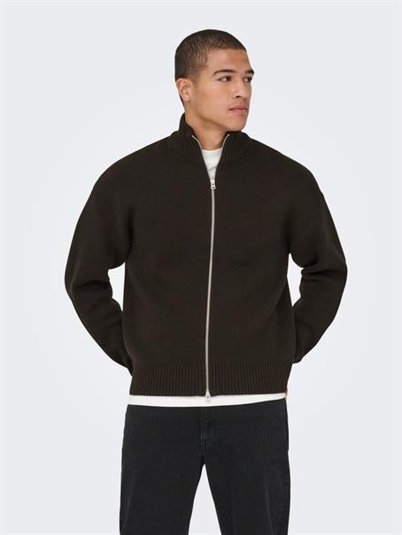 ONSBLAKE DS HIGH NECK CARDIGAN KNIT NOOS coffee bean