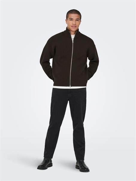 ONSBLAKE DS HIGH NECK CARDIGAN KNIT NOOS coffee bean