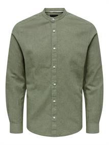ONSCAIDEN LIFE LS LINEN BLEND MAO NOOS swamp