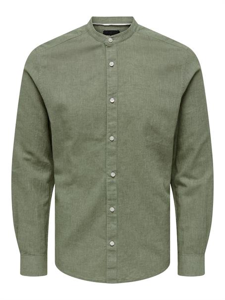 ONSCAIDEN LIFE LS LINEN BLEND MAO NOOS swamp