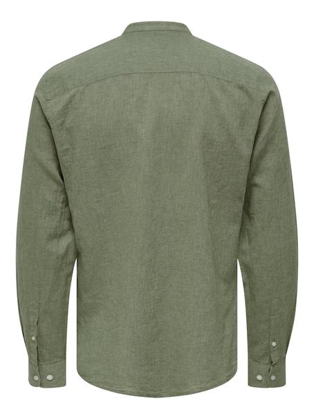 ONSCAIDEN LIFE LS LINEN BLEND MAO NOOS swamp
