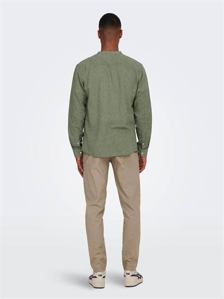 ONSCAIDEN LIFE LS LINEN BLEND MAO NOOS swamp