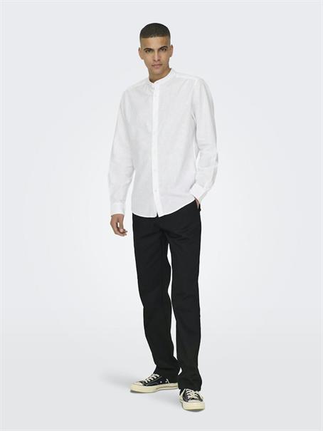ONSCAIDEN LIFE LS LINEN BLEND MAO NOOS white